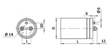 Схема, чертеж габаритных и установочных размеров конденсаторов электролитических К50-37