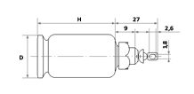 Схема, чертеж габаритных и установочных размеров конденсаторов электролитических К50-3А, К50-12
