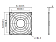 Чертеж и размеры решетки для вентиляторов 60х60