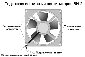 Схема подключения питания к вентилятору ВН-2