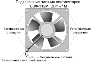 Схема подключения питания к вентилятору ВВФ-112М, ВВФ-71М