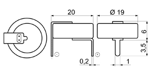 Размеры ионистора с выводами типа H