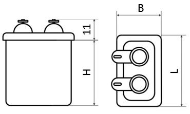 Габаритные и установочные размеры конденсаторов МБГЧ 0,25 - 10 мкФ