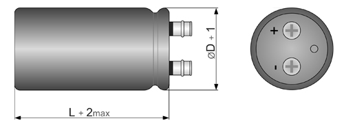 Габаритные и установочные размеры конденсаторов электролитических под винт screw