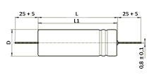 Схема, чертеж габаритных и установочных размеров конденсаторов электролитических К50-24