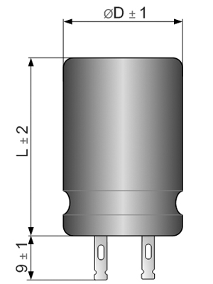 Габаритные и установочные размеры конденсаторов электролитических с жесткими выводами