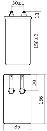 Габаритные и установочные размеры конденсаторов МБГВ 200мкФ