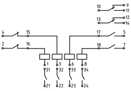 Электрическая схема коммутации контакторов ДП-1-10