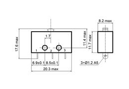 Габаритные и установочные размеры микропереключателей МП1-1, МП3-1, МП5