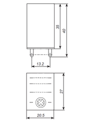 Схема, габаритные размеры и нумерация выводов реле РП-21-001