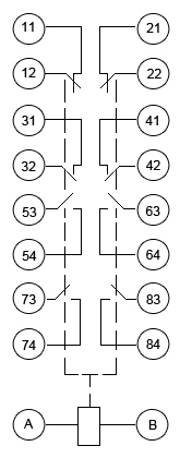 Схема электрическая принципиальная реле ПЭ-36 144, ПЭ-36 344