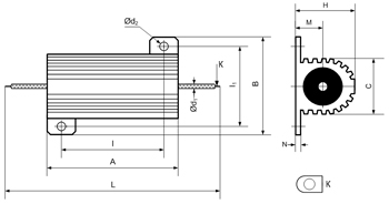 Габаритные и установочные размеры резисторов RX24
