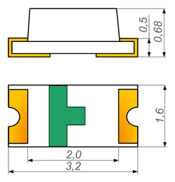Размеры светодиода типоразмера 1206