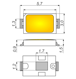 Размеры светодиода типоразмера 5730