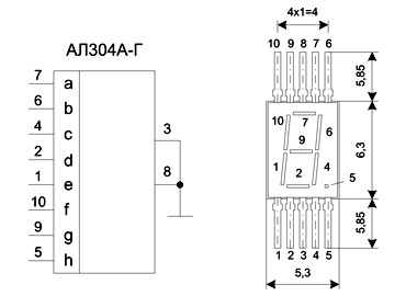 Размеры индикаторных светодиодов АЛ304