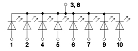 Электрическая схема светодиодов АЛ304А, АЛ304Б, АЛ304В
