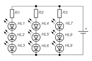Схема подключения прямоугольных DIP светодиодов