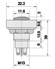 Габаритные и установочные размеры лампочек накаливания в корпусе P-836
